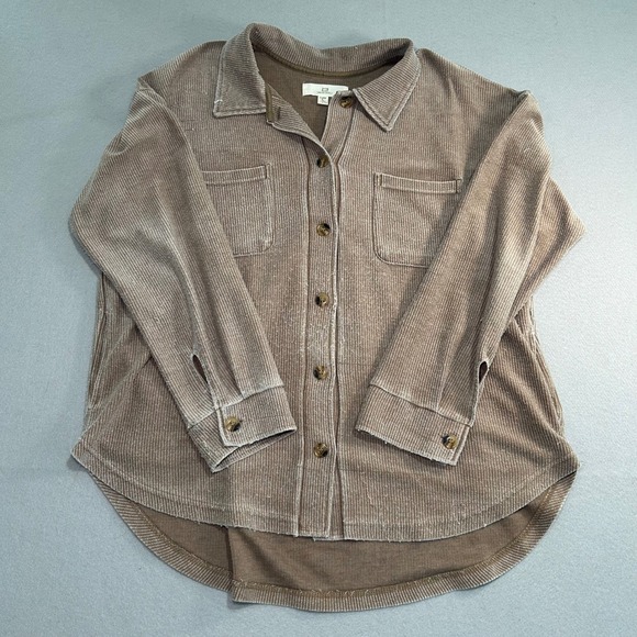 Thread & Supply Tops - Thread & Supply Shacket Women XL Brown Corduroy Ribbed Button Down Copper
